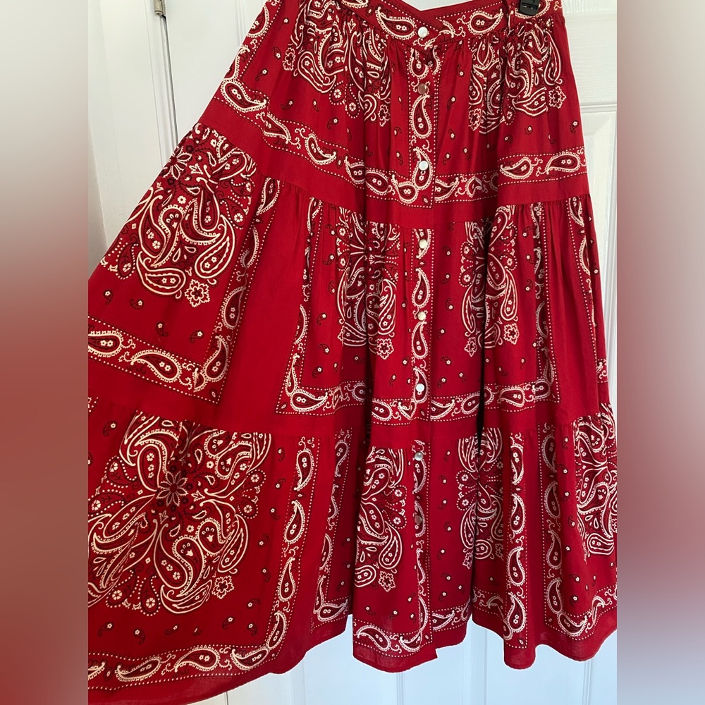 Vintage Laundry Cotton Tiered Paisley Maxi Skirt